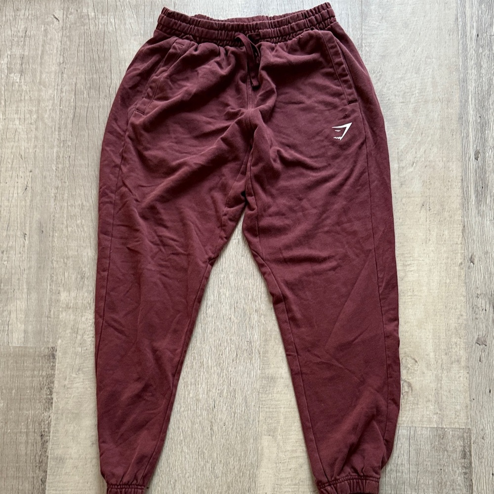 Gymshark Burgundy Joggers with Logo